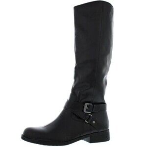 Style Co Womens 6.5 M WC Black Faux Leather Knee High Motorcycle Boots NIB HY4